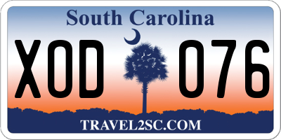SC license plate XOD076