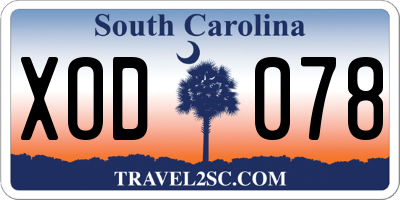 SC license plate XOD078