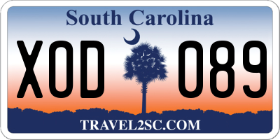SC license plate XOD089