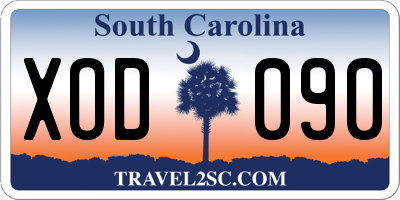 SC license plate XOD090