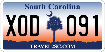SC license plate XOD091