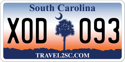 SC license plate XOD093