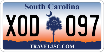 SC license plate XOD097