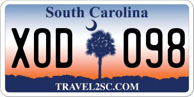 SC license plate XOD098