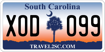 SC license plate XOD099