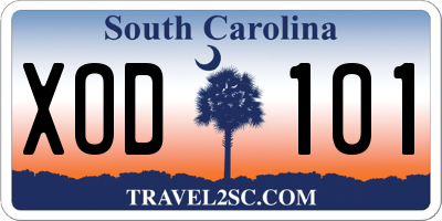 SC license plate XOD101