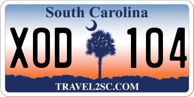 SC license plate XOD104