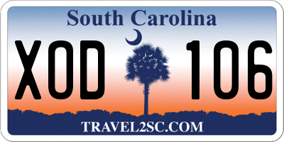 SC license plate XOD106