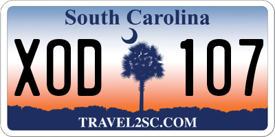 SC license plate XOD107
