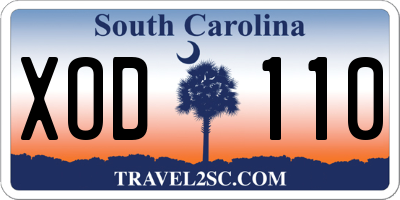 SC license plate XOD110