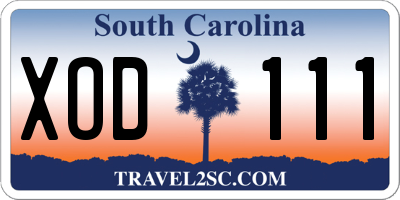 SC license plate XOD111