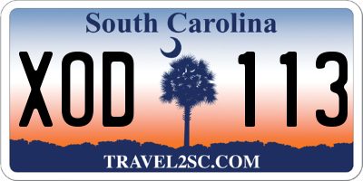 SC license plate XOD113