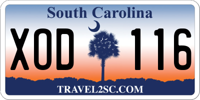 SC license plate XOD116