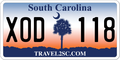 SC license plate XOD118