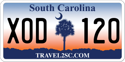 SC license plate XOD120