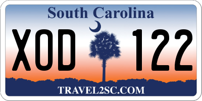 SC license plate XOD122