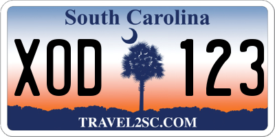 SC license plate XOD123