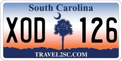 SC license plate XOD126