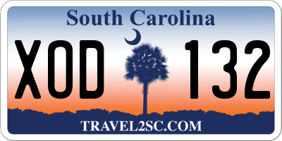 SC license plate XOD132