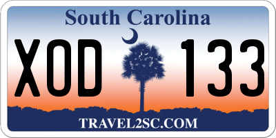 SC license plate XOD133