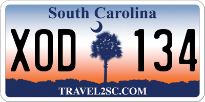 SC license plate XOD134