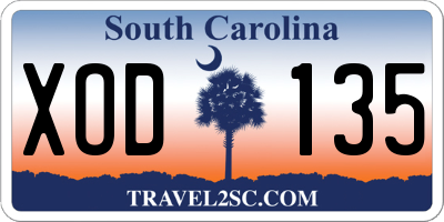 SC license plate XOD135
