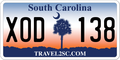 SC license plate XOD138