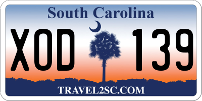 SC license plate XOD139
