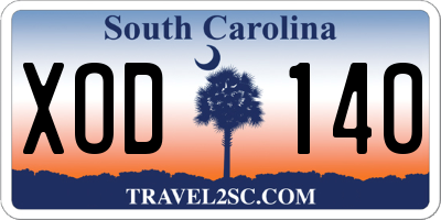 SC license plate XOD140