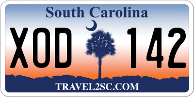 SC license plate XOD142