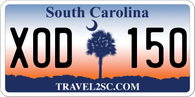 SC license plate XOD150