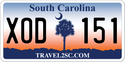 SC license plate XOD151