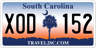 SC license plate XOD152