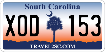 SC license plate XOD153