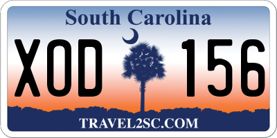 SC license plate XOD156