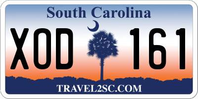SC license plate XOD161