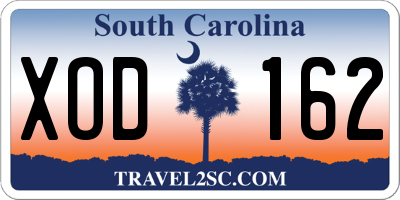 SC license plate XOD162