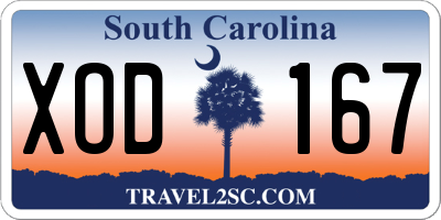 SC license plate XOD167