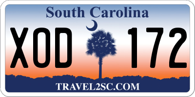 SC license plate XOD172