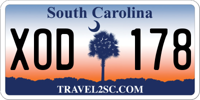 SC license plate XOD178