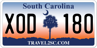 SC license plate XOD180