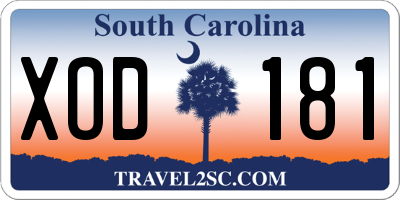 SC license plate XOD181