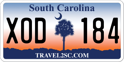 SC license plate XOD184