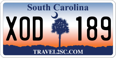 SC license plate XOD189