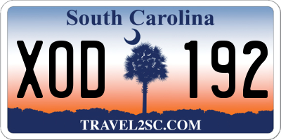 SC license plate XOD192