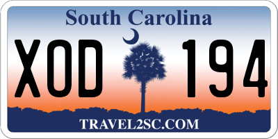 SC license plate XOD194