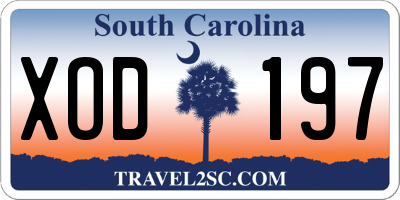 SC license plate XOD197
