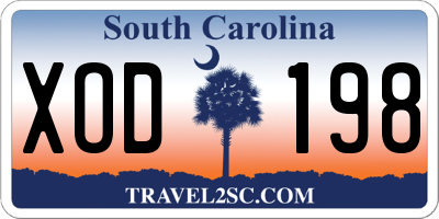 SC license plate XOD198