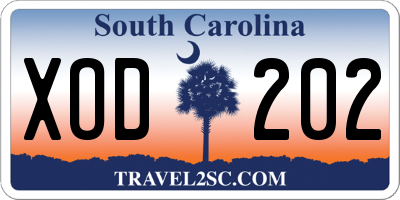 SC license plate XOD202