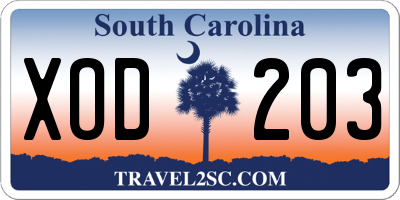 SC license plate XOD203